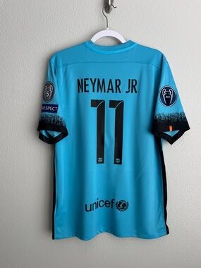 Barcelona 2015/2016 Neymar UCL third blue soccer jersey